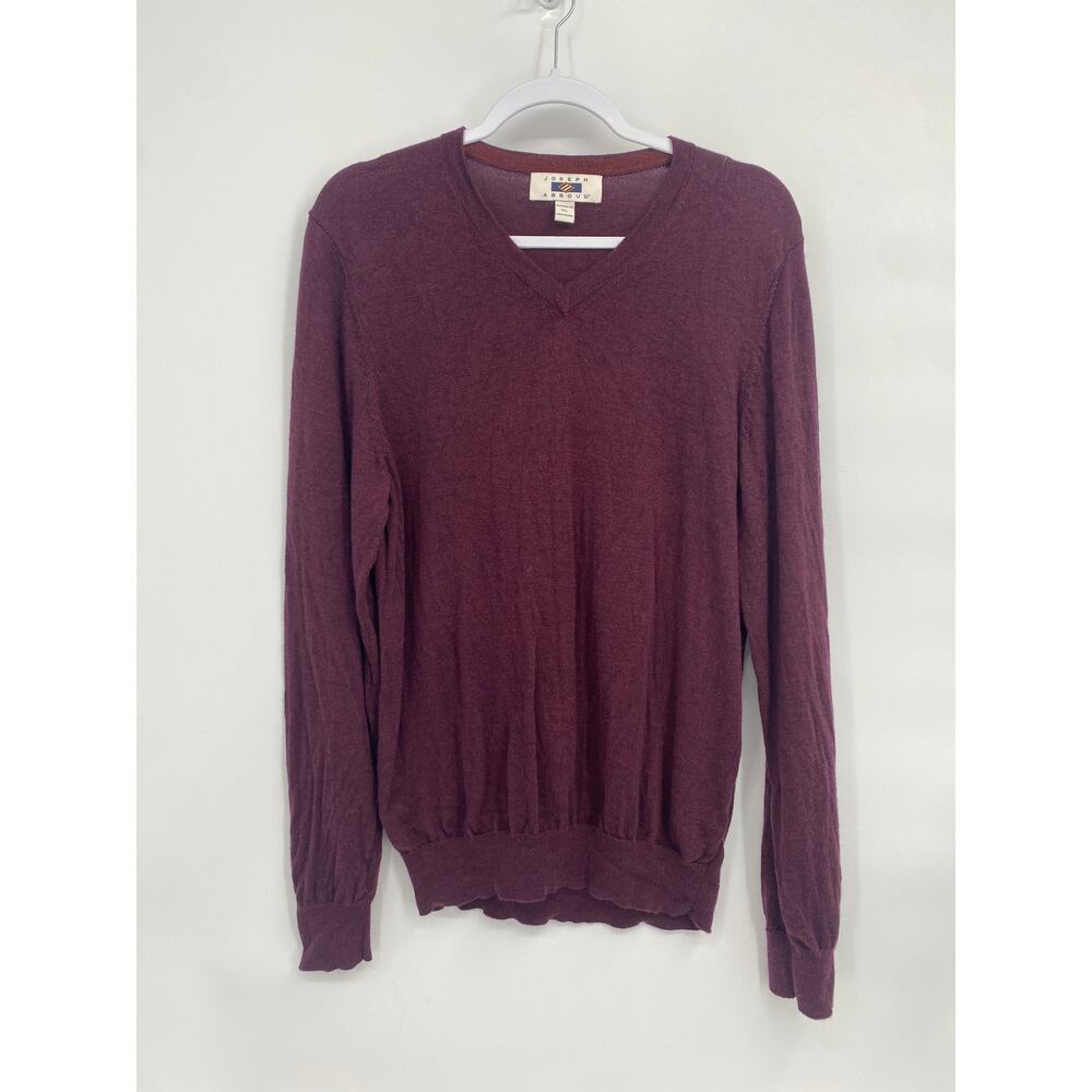 Joseph Abboud 100% Merino Wool V-neck Sweater Red Maroon Modern Fit XL
